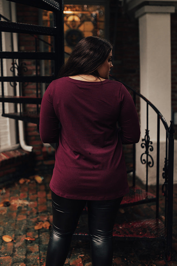 Yellowstone Long Sleeve Tee In Windsor Wine Curves Image - 4