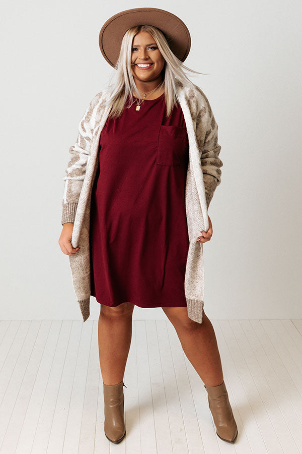 Seasonal Rhythm T-Shirt Dress In Wine Curves Image - 2