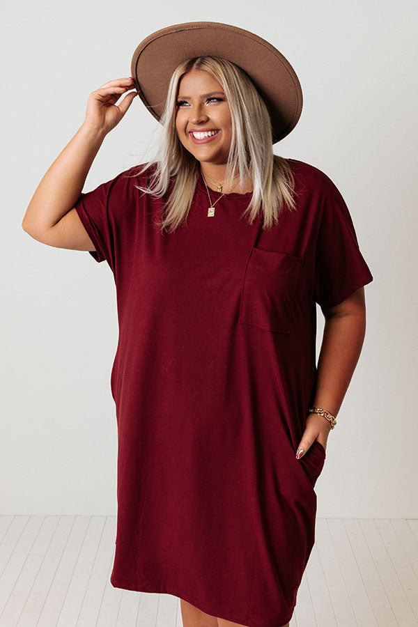 Seasonal Rhythm T-Shirt Dress In Wine Curves Image - 3