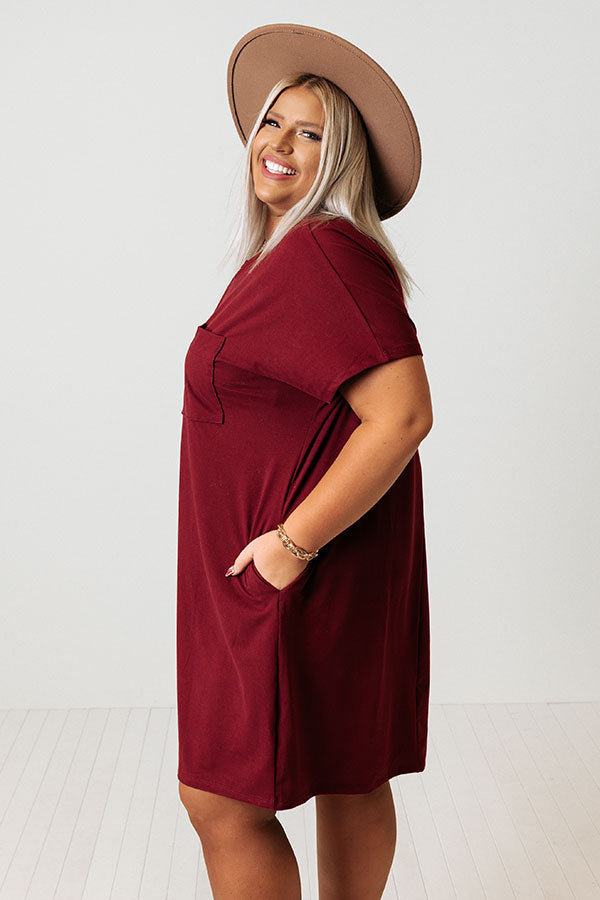Seasonal Rhythm T-Shirt Dress In Wine Curves Image - 5