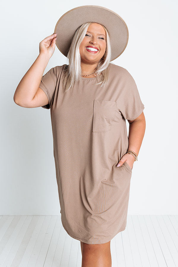 Seasonal Rhythm T-Shirt Dress In Mocha Curves