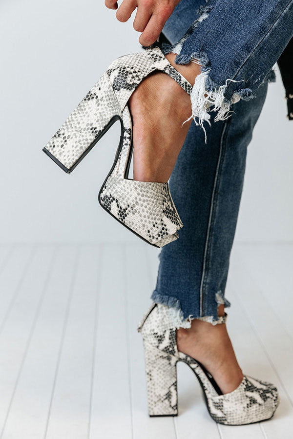 The Freesia Snake Print Heel Image - 2