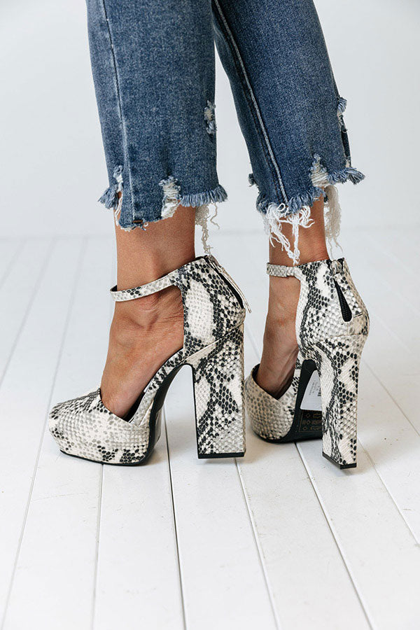 The Freesia Snake Print Heel Image - 4