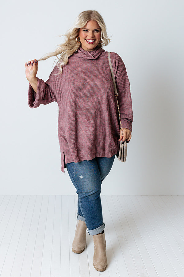 Acorn Kisses Waffle Knit Tunic In Vineyard Grape Curves Image - 1