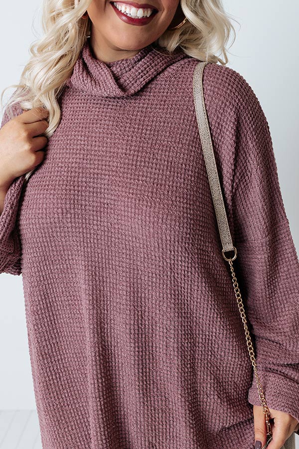 Acorn Kisses Waffle Knit Tunic In Vineyard Grape Curves Image - 2