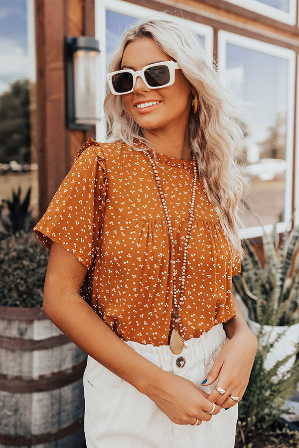 Hold My Latte Shift Top In Rust Image - 1