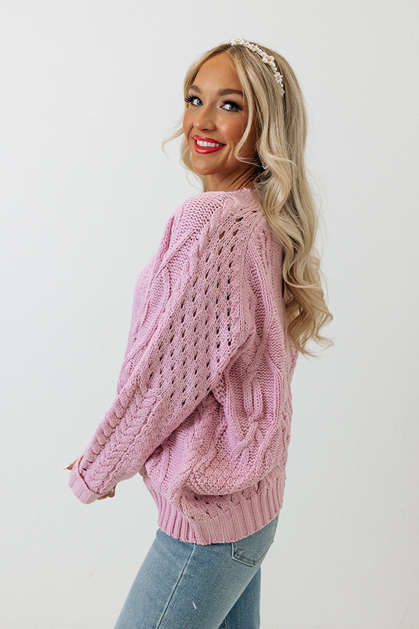 Early Dusk Cable Knit Sweater in Violet Image - 5