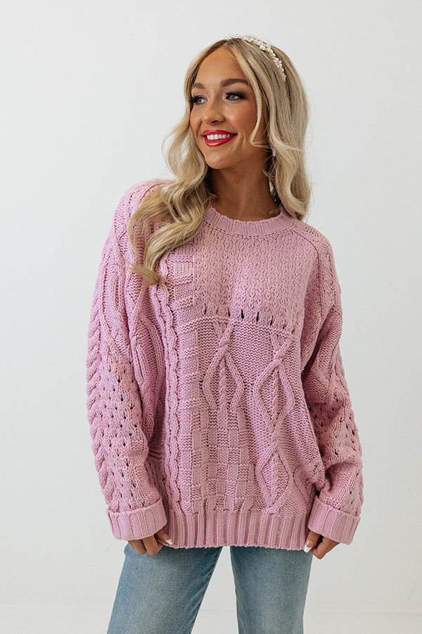 Early Dusk Cable Knit Sweater in Violet Image - 3