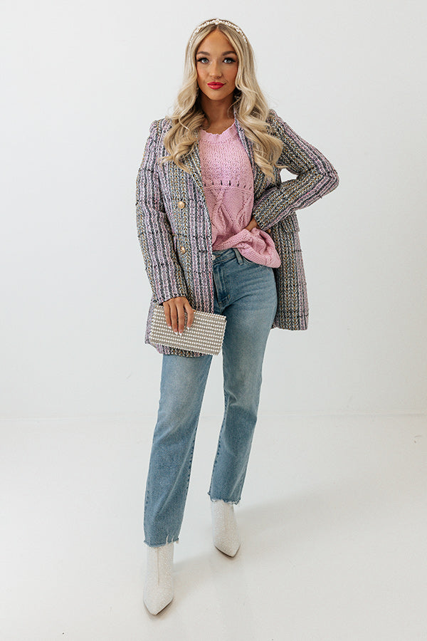 Early Dusk Cable Knit Sweater in Violet Image - 2