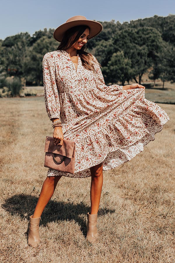 Tea And Crumpets Floral Midi In Cream