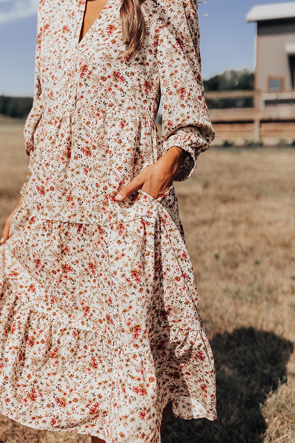 Tea And Crumpets Floral Midi In Cream Image - 3