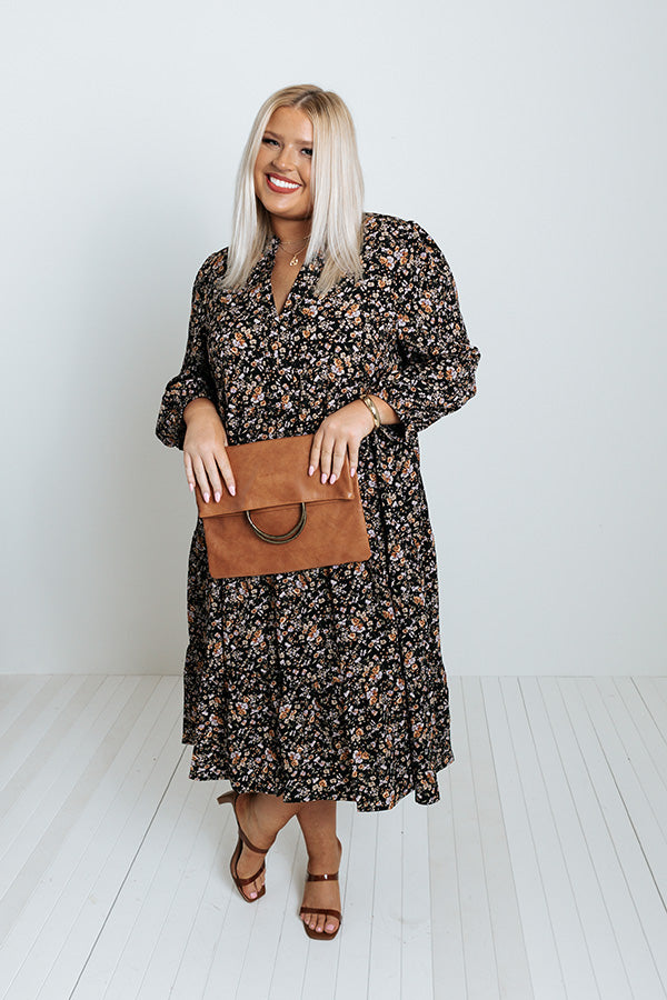 Tea And Crumpets Floral Midi In Black Curves Image - 1