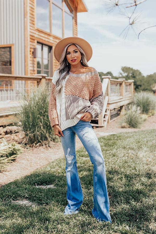 Lost In Layers Color Block Sweater In Iced Mocha Image - 1