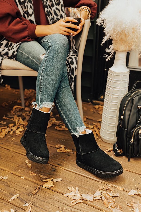 The Cassie Faux Suede Boot In Black