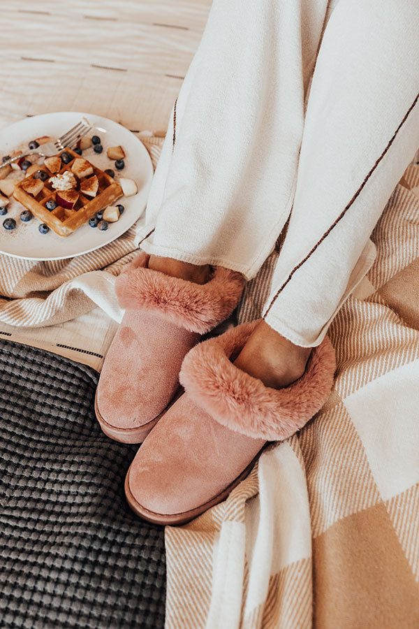 The Jozie Faux Suede Slipper In Blush
