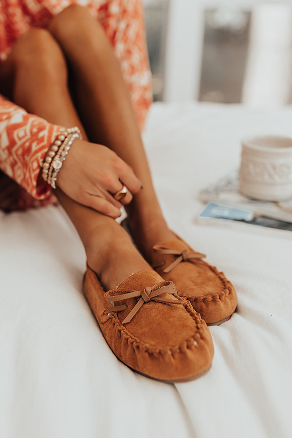 The Pip Faux Suede Moccasin Slipper In Camel