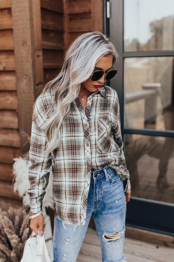Pumpkin Spice Cold Brew Plaid Top