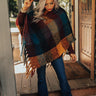 Cozy Debut Plaid Poncho In Maroon Image - 1