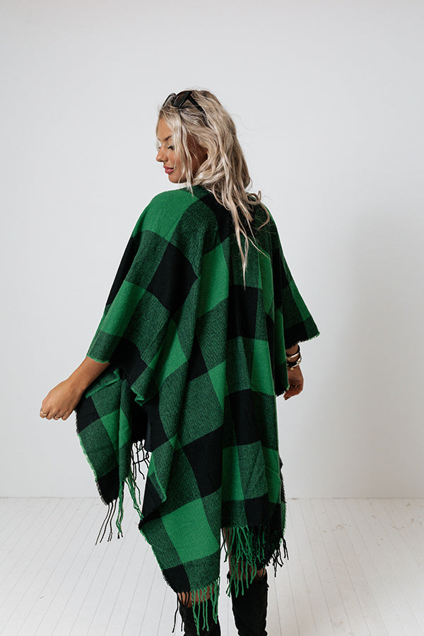 Big City Mood Buffalo Check Poncho Image - 5