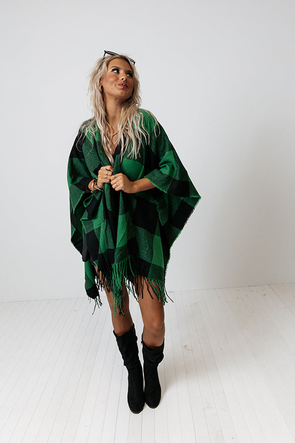 Big City Mood Buffalo Check Poncho Image - 3
