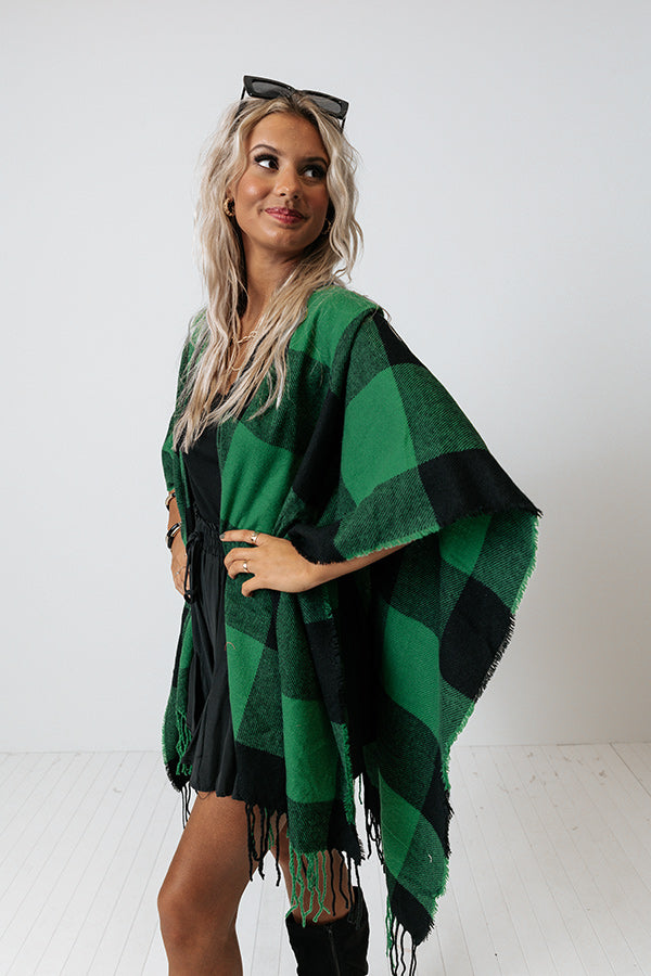 Big City Mood Buffalo Check Poncho Image - 4