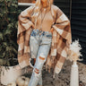Midwest Dreaming Buffalo Check Poncho In Mocha Image - 1