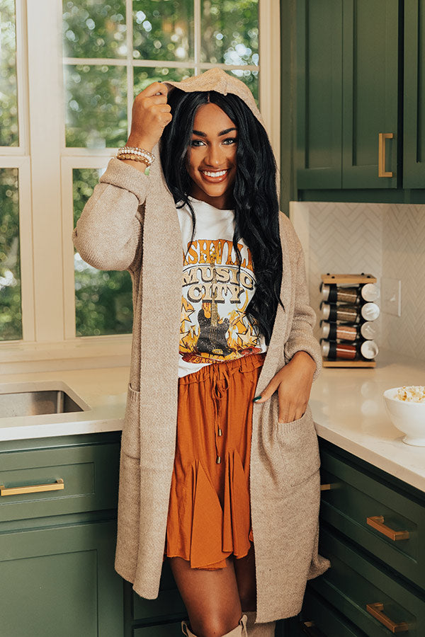 Catch A Chill Knit Cardigan In Warm Taupe