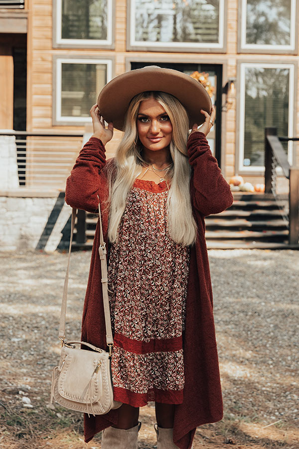 Can't Get Enough Cuddles Cardigan In Rust Image - 1