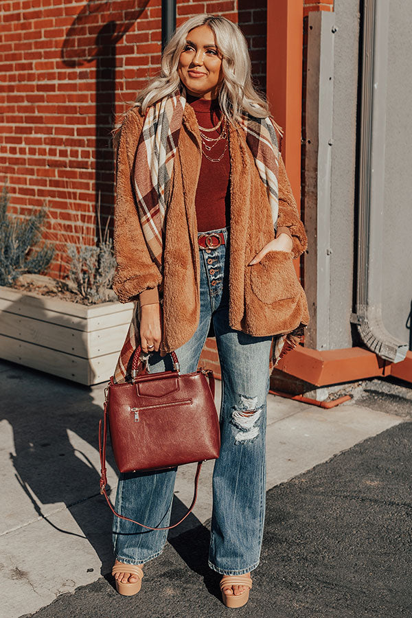 S'mores And Cozy Teddy Cardigan in Brown