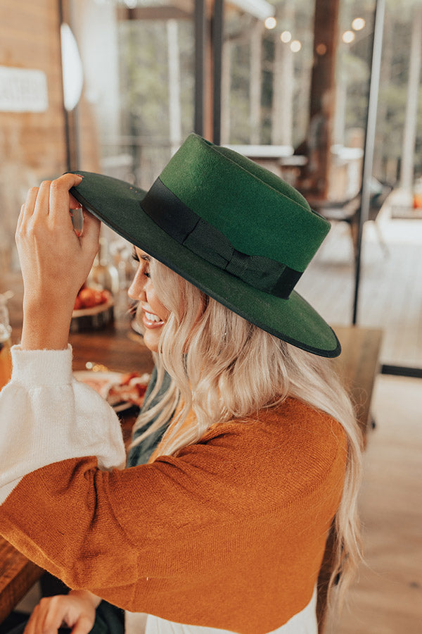 Plans In Paris Wool Hat In Hunter Green Image - 1