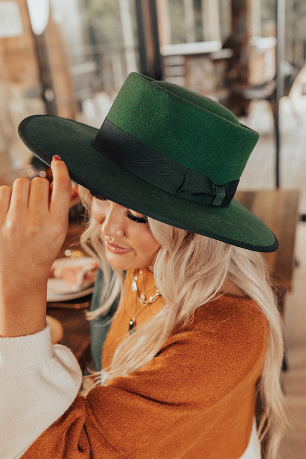 Plans In Paris Wool Hat In Hunter Green Image - 2