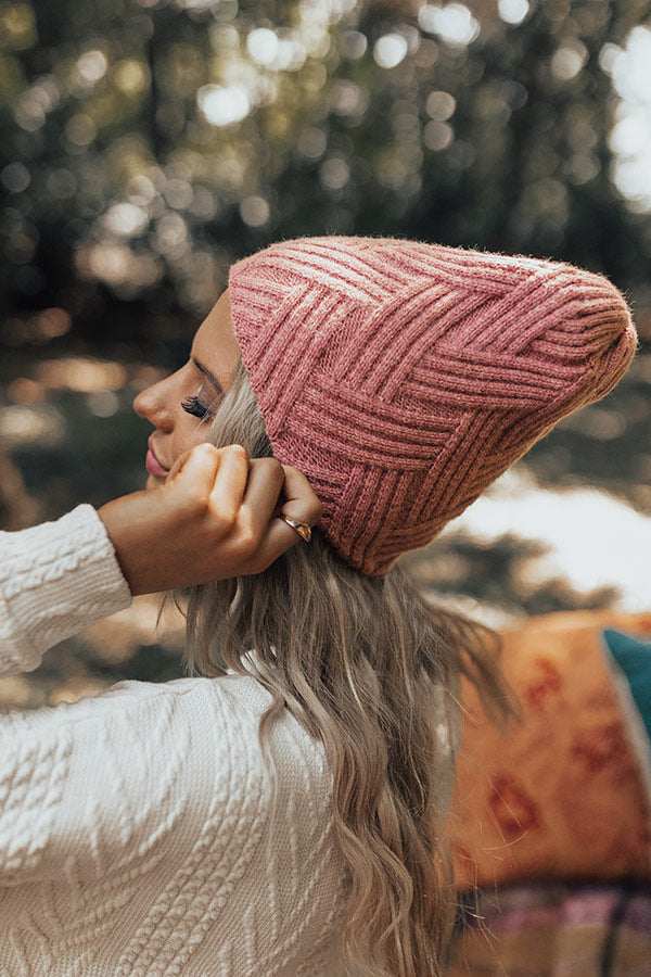 Upper East Side Views Beanie In Blush Image - 5