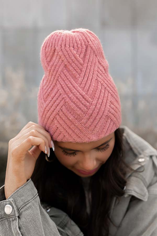 Upper East Side Views Beanie In Blush Image - 2