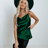 All The Glamour Satin Top In Hunter Green Image - 1