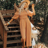 Moon Phase Smocked Jumpsuit In Camel Image - 1