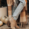 The Olana Faux Suede Peep Toe Bootie In Warm Taupe Image - 1
