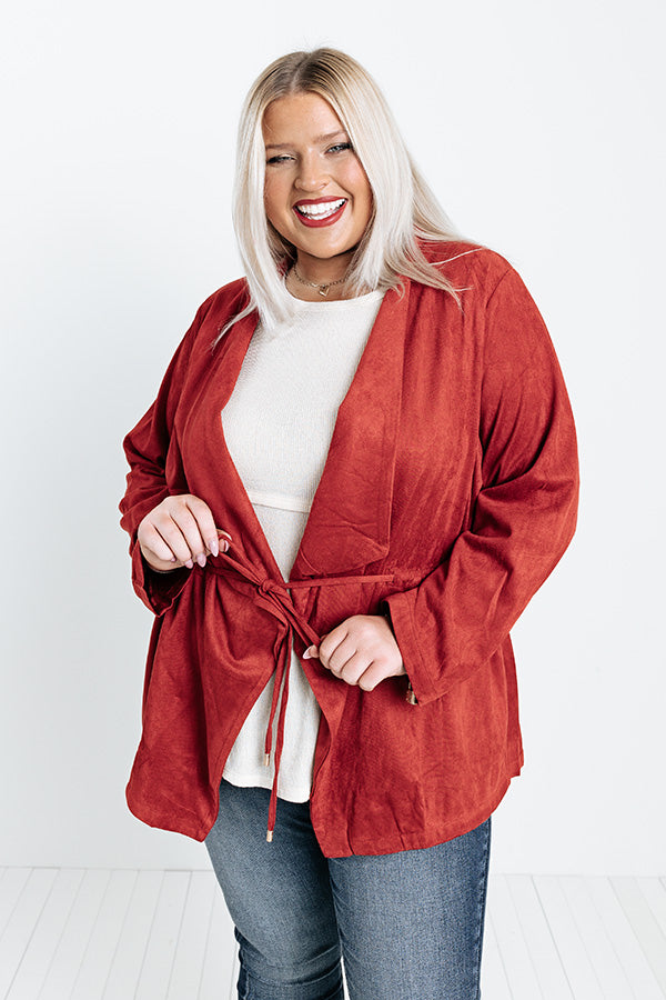 Trust The Process Faux Suede Blazer Curves Image - 2