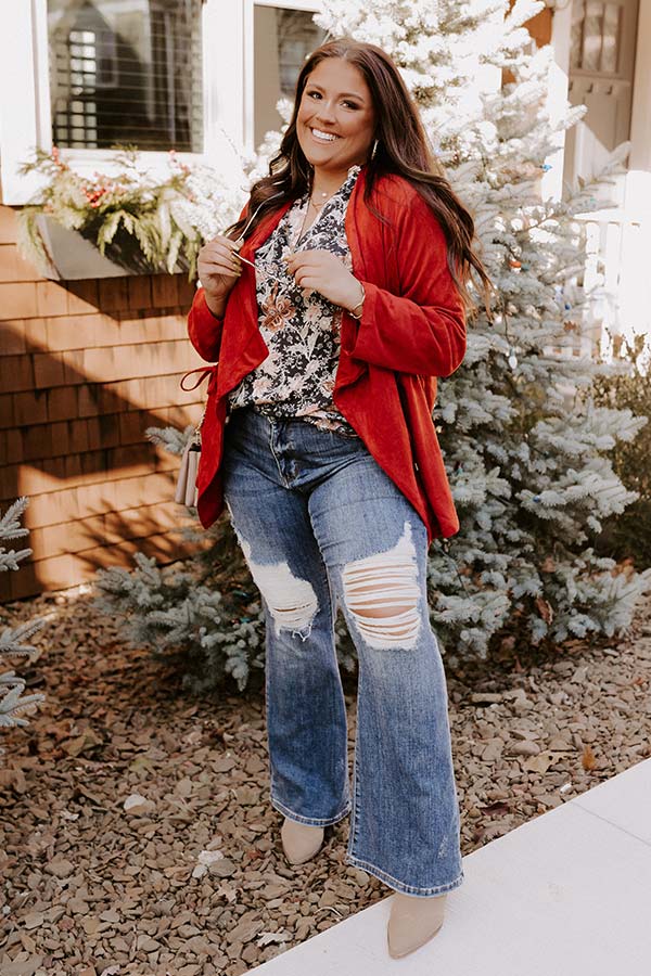 Trust The Process Faux Suede Blazer Curves Image - 1