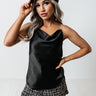 All The Glamour Satin Top In Black Image - 1