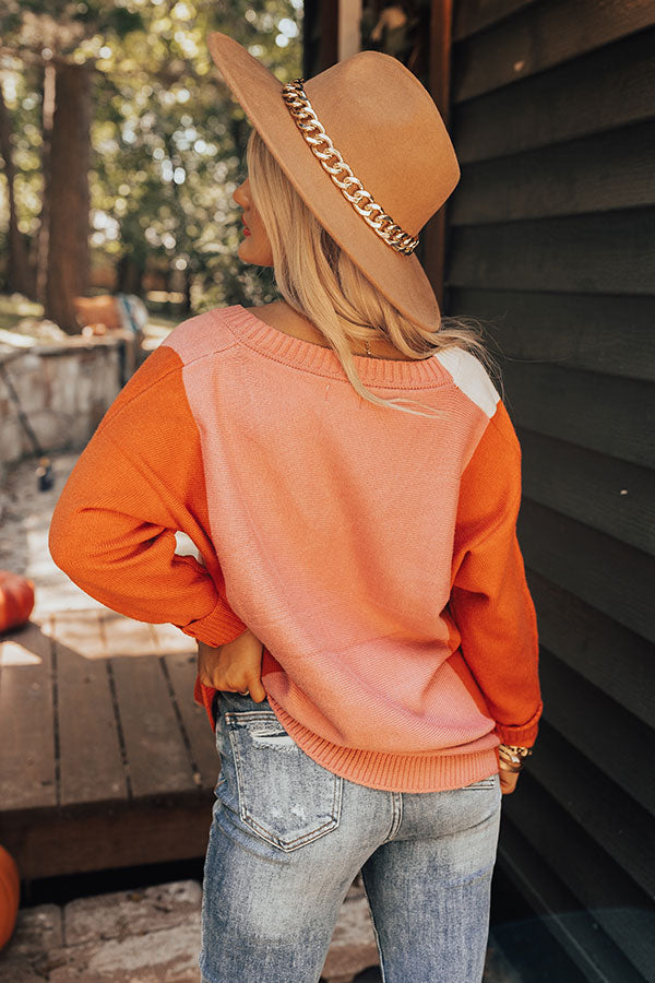 Faded Days Colorblock Sweater In Rust Image - 1