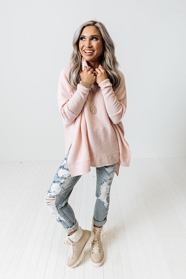 Time For Cozy Sweater In Pink