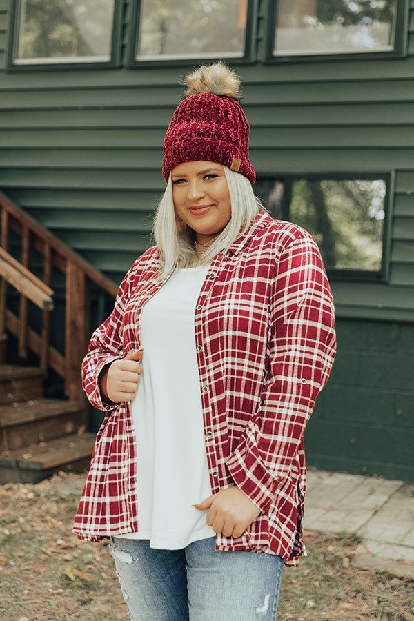 Seasonal Rhythm Plaid Button Up Curves