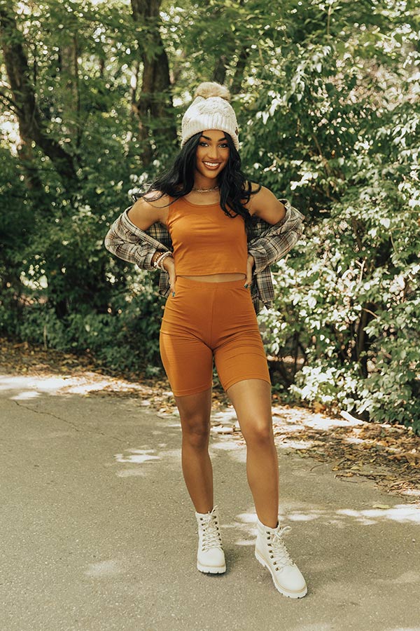 You're Worth The Chase Biker Shorts In Rust Image - 3