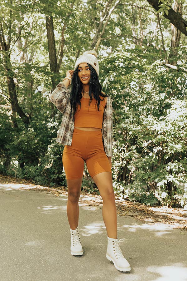 You're Worth The Chase Biker Shorts In Rust Image - 1