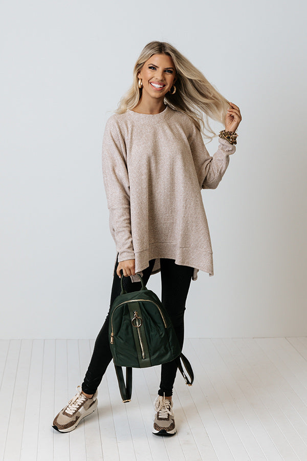 East Coast Chill Waffle Knit Sweater In Iced Latte Image - 2