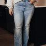 Risen The Bryana High Waist Distressed Flares In Light Wash Curves Image - 1
