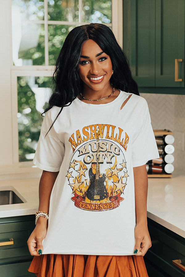 Nashville Music City Distressed Graphic Tee Image - 5