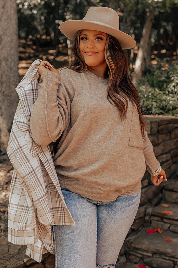 Golden Light Shift Sweater In Warm Taupe Curves