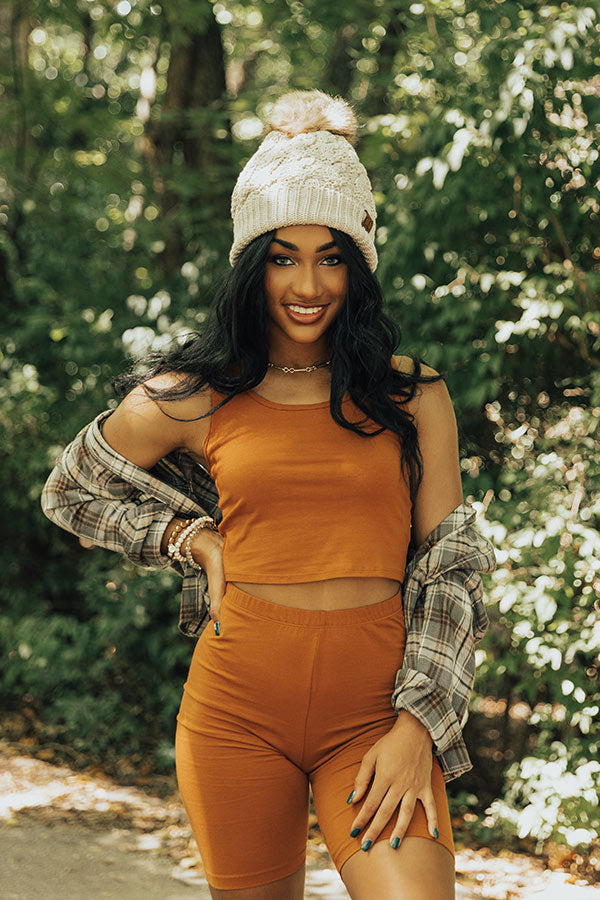 You're Worth The Chase Crop Top In Rust Image - 1