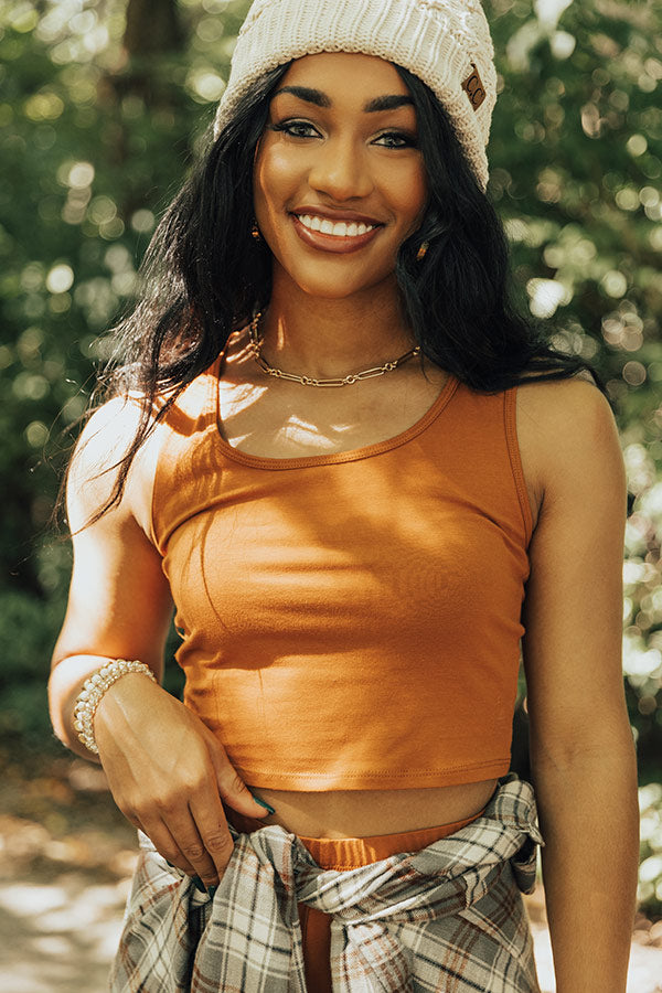 You're Worth The Chase Crop Top In Rust Image - 5